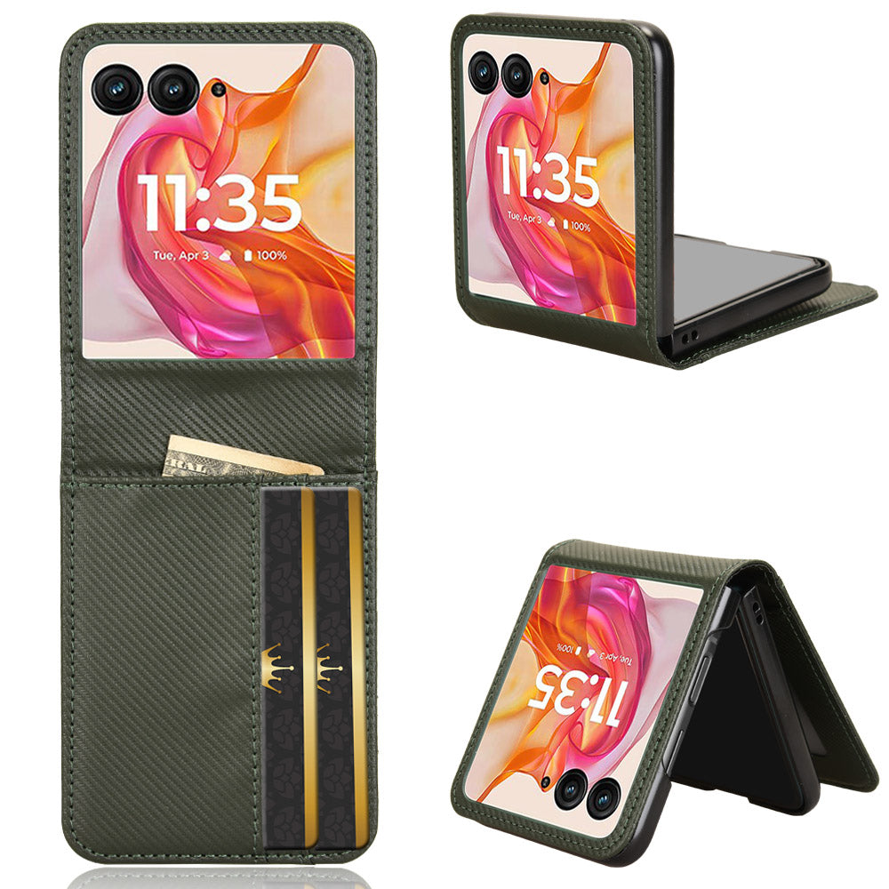 For Motorola Razr 50 Ultra 5G Case PU Leather+PC Card Holder Mobile Phone Cover - Green