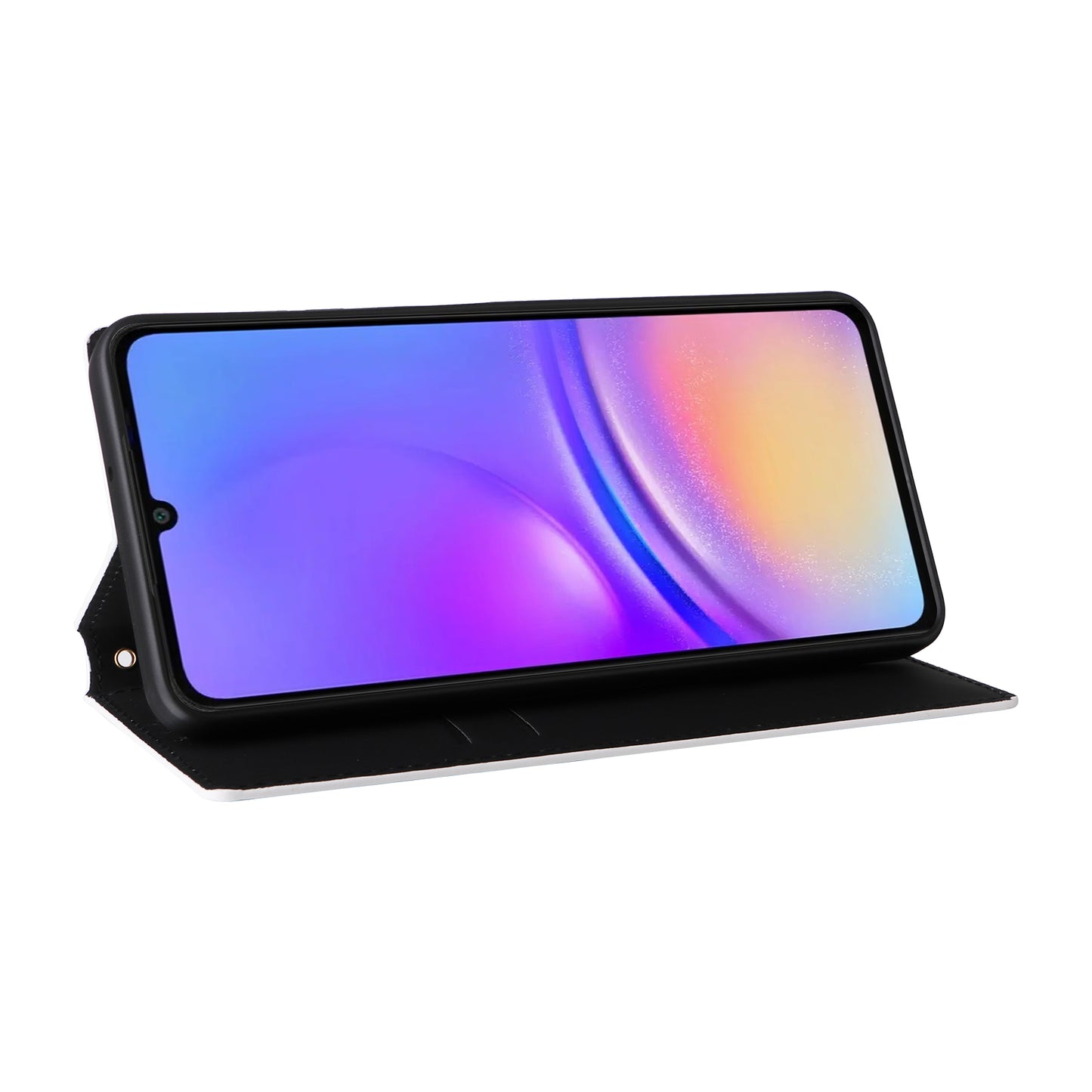 For Samsung Galaxy A06 Wallet Case Rhombus Imprinted Leather Phone Cover - Silver