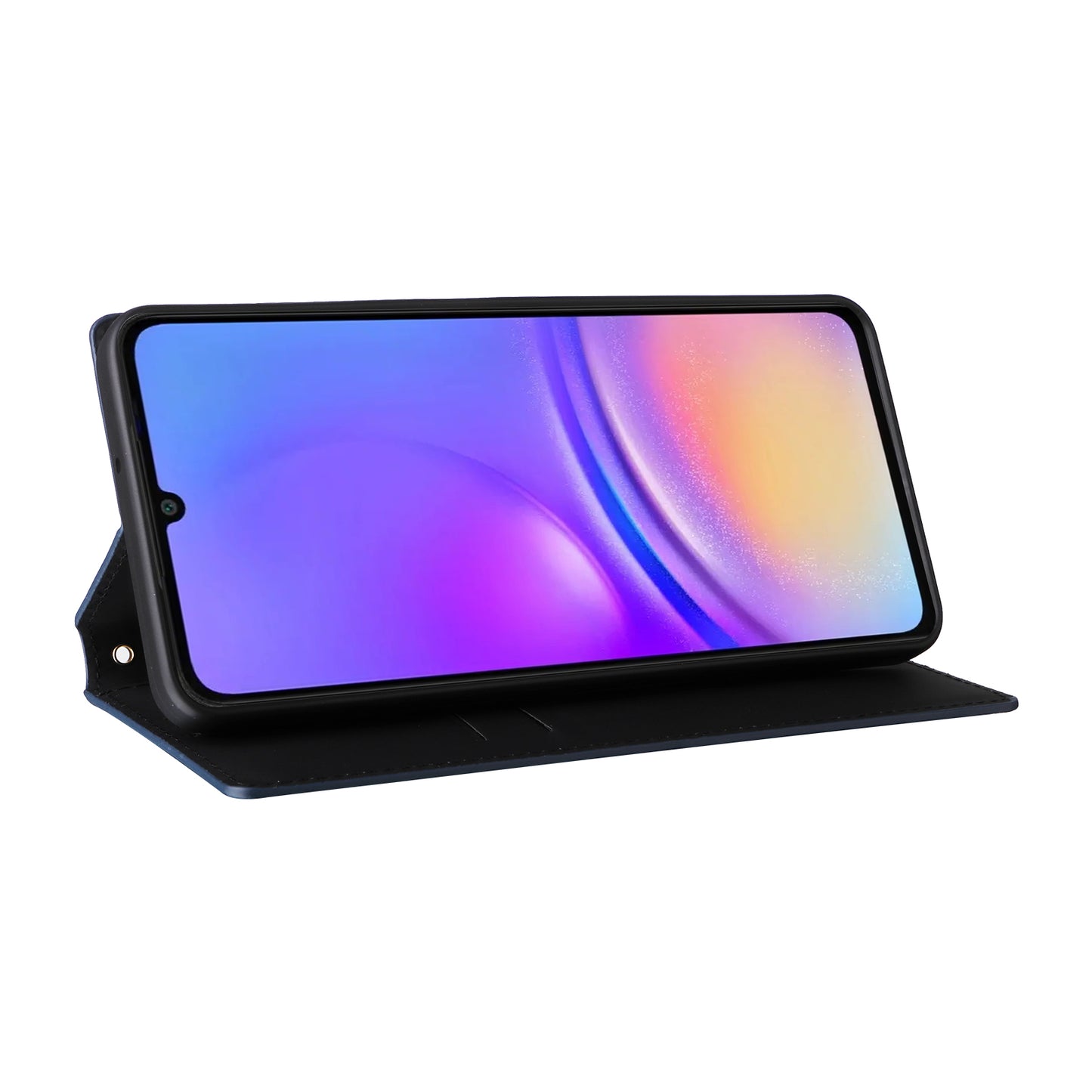 For Samsung Galaxy A06 Wallet Case Rhombus Imprinted Leather Phone Cover - Blue