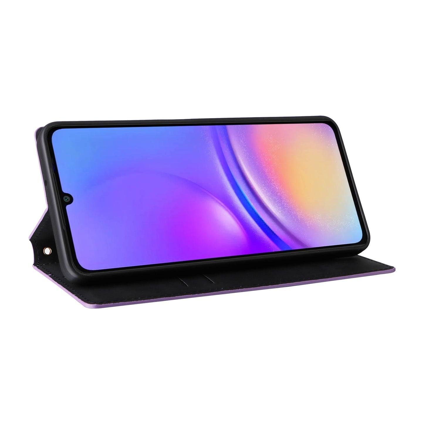 For Samsung Galaxy A06 Wallet Case Rhombus Imprinted Leather Phone Cover - Purple