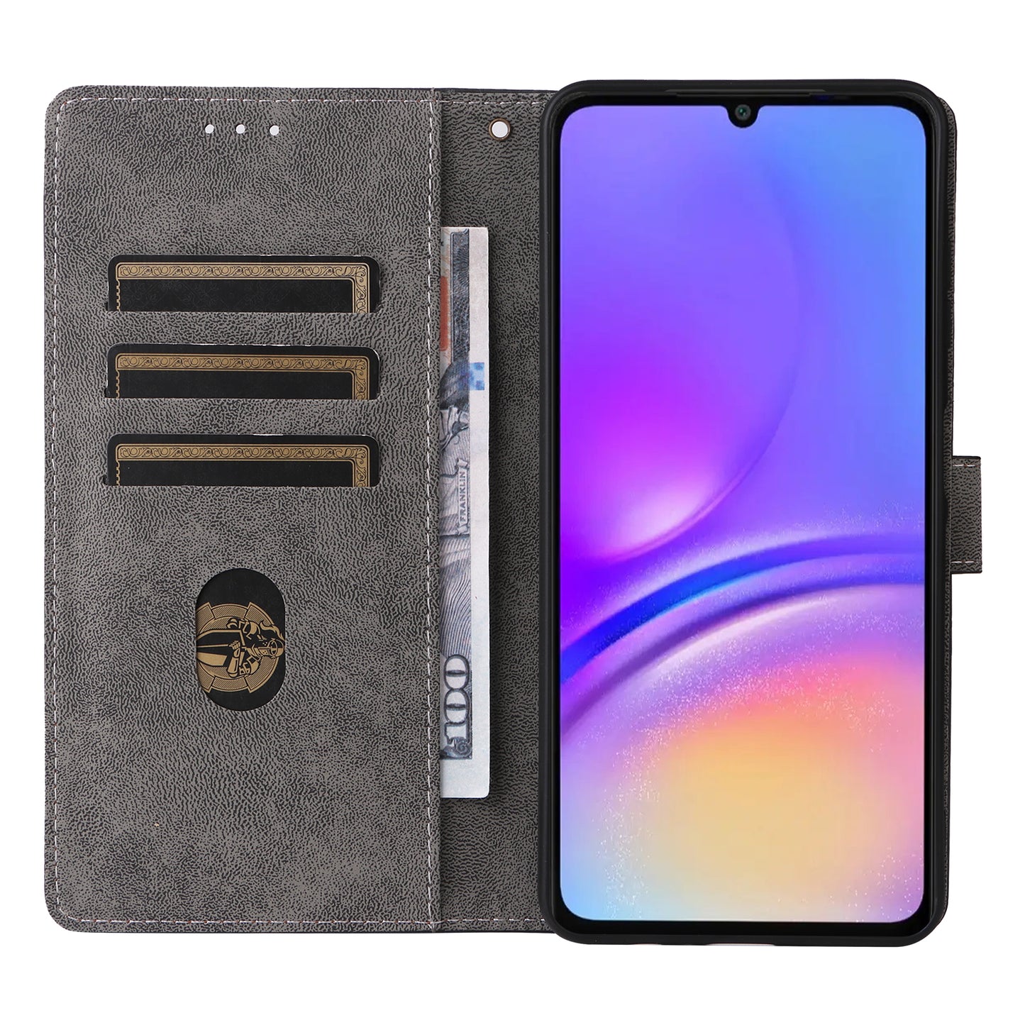 For Samsung Galaxy A06 Wallet Case RFID Blocking PU Leather Cover Stand View - Black