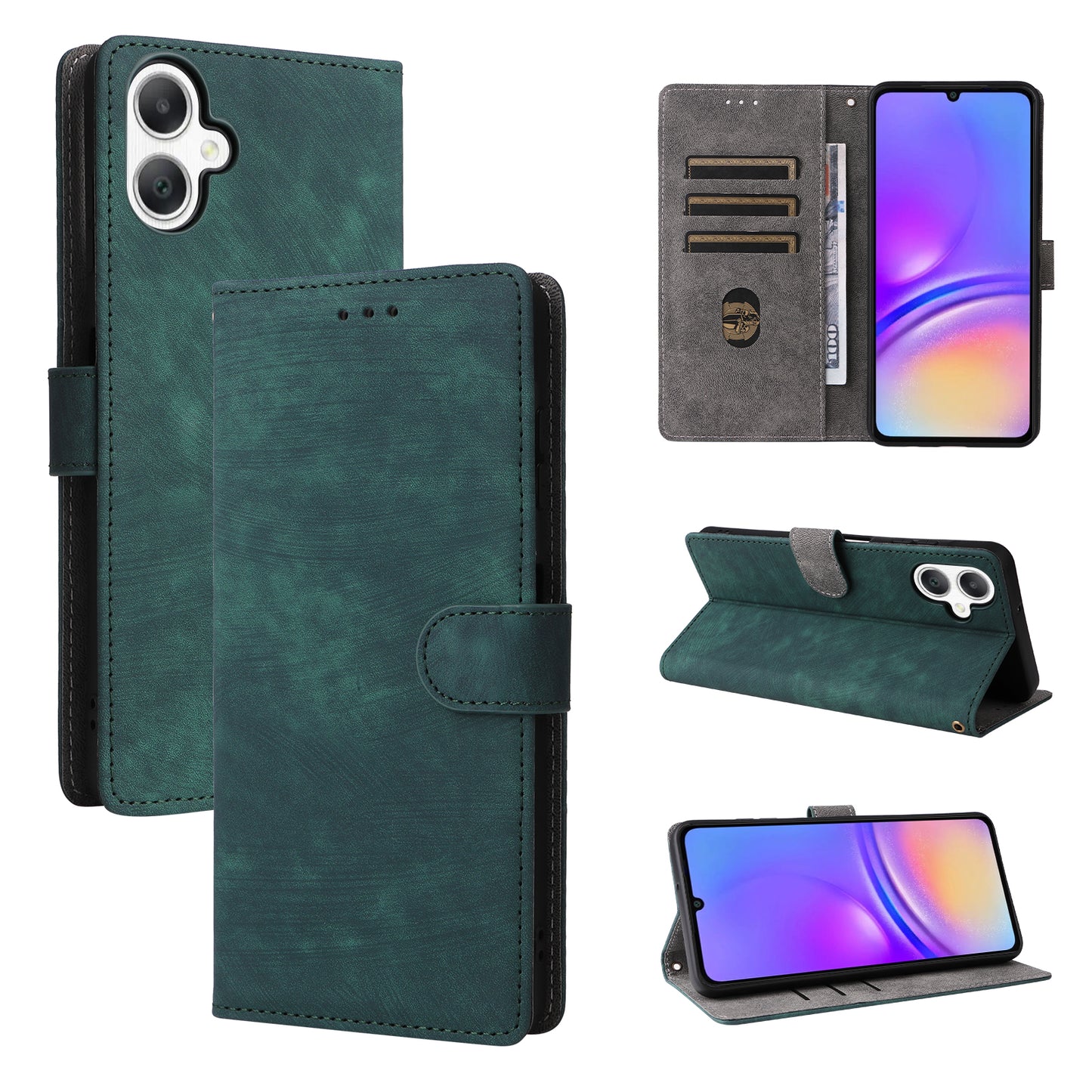 For Samsung Galaxy A06 Wallet Case RFID Blocking PU Leather Cover Stand View - Green