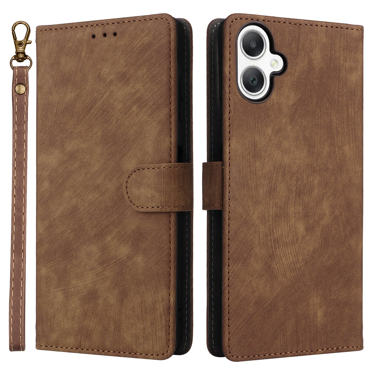 For Samsung Galaxy A06 Wallet Case RFID Blocking PU Leather Cover Stand View - Brown