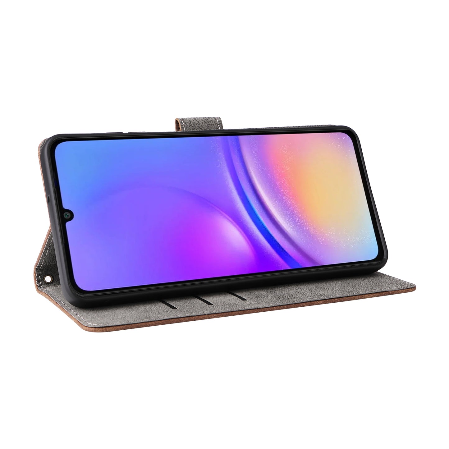 For Samsung Galaxy A06 Wallet Case RFID Blocking PU Leather Cover Stand View - Brown