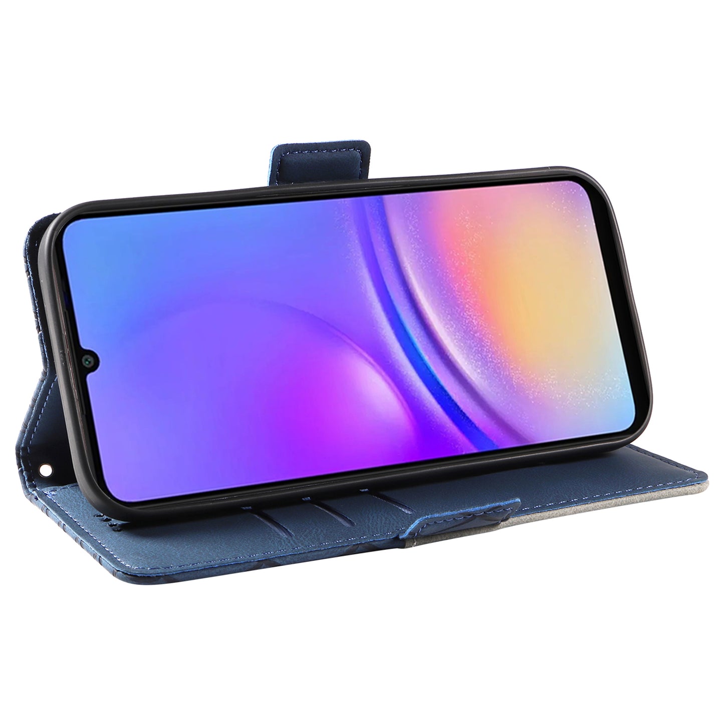 For Samsung Galaxy A06 Case Rhombus PU Leather Flip Phone Cover - Blue