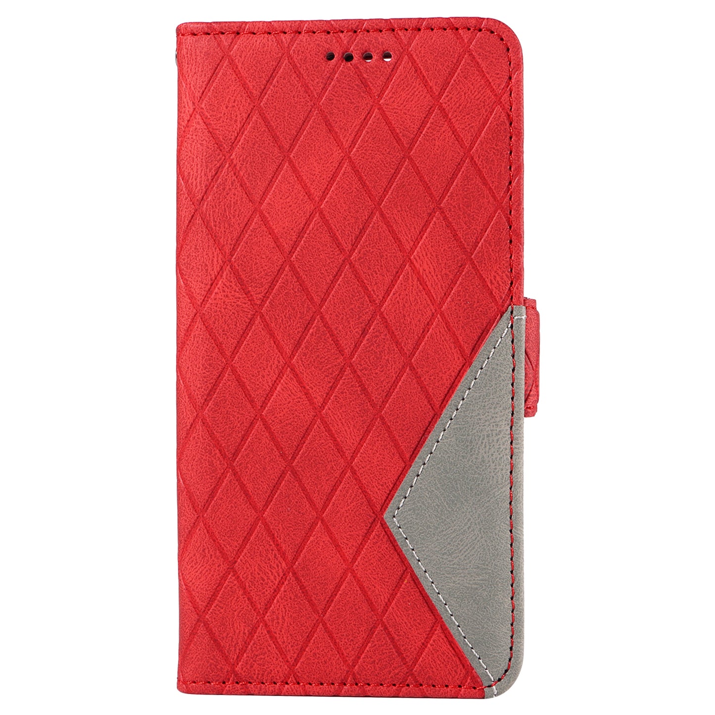 For Samsung Galaxy A06 Case Rhombus PU Leather Flip Phone Cover - Red
