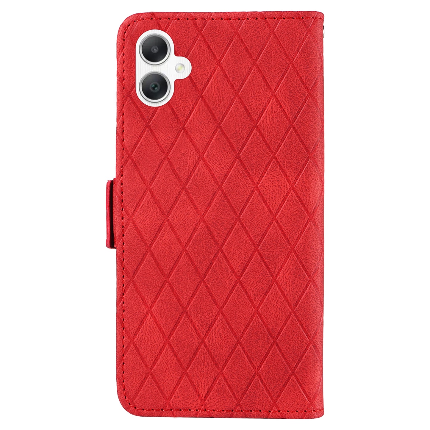 For Samsung Galaxy A06 Case Rhombus PU Leather Flip Phone Cover - Red