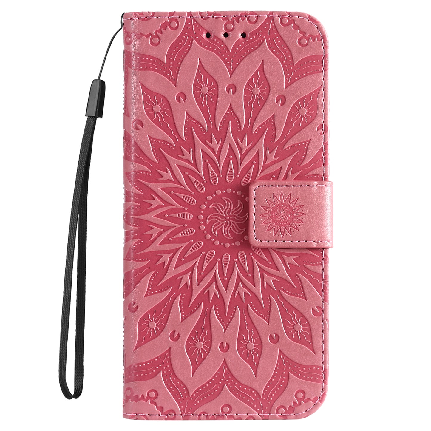 KT Imprinting Flower Series-1 For Samsung Galaxy A06 Case Sunflower Leather Wallet Folio Phone Cover - Pink
