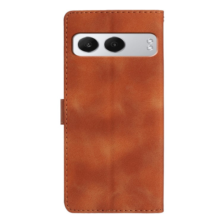 For OnePlus Nord 4 Case Leather Imprinted Flower Phone Cover Wallet with Wrist Strap - Brown
