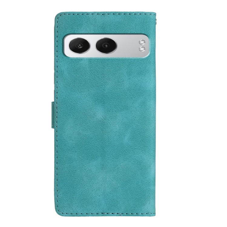 For OnePlus Nord 4 Case Leather Imprinted Flower Phone Cover Wallet with Wrist Strap - Sky Blue