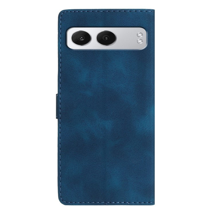 For OnePlus Nord 4 Case Leather Imprinted Flower Phone Cover Wallet with Wrist Strap - Blue