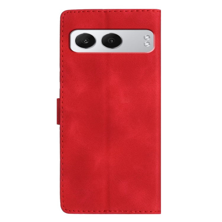For OnePlus Nord 4 Case Leather Imprinted Flower Phone Cover Wallet with Wrist Strap - Red