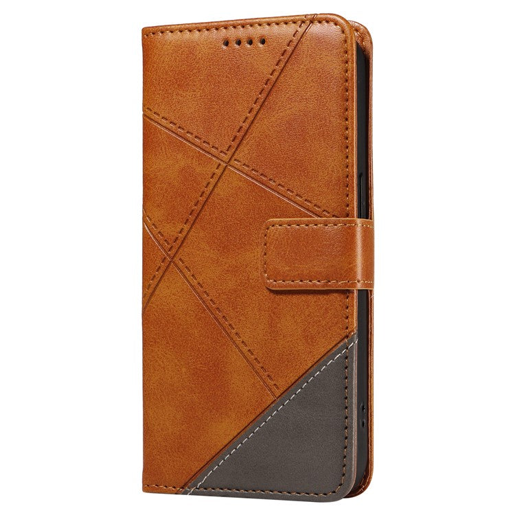 For OnePlus Nord 4 Case Leather Geometric Line Wallet Phone Cover with Wrist Strap - Brown