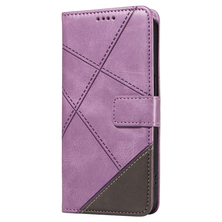 For OnePlus Nord 4 Case Leather Geometric Line Wallet Phone Cover with Wrist Strap - Purple