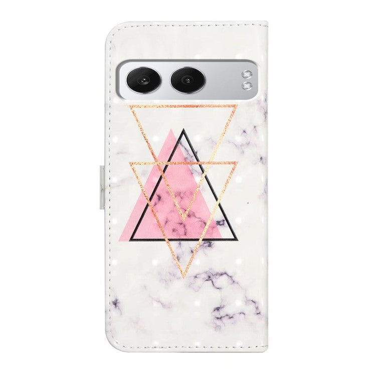 For OnePlus Nord 4 Case 3D Creative Pattern PU Leather Stand Phone Cover - Triangle Marble