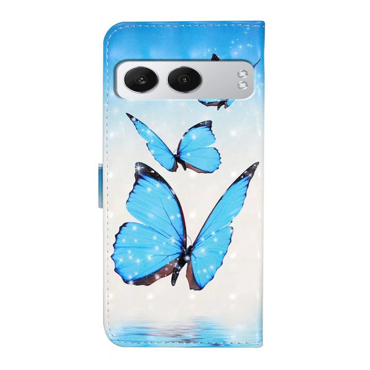For OnePlus Nord 4 Case 3D Creative Pattern PU Leather Stand Phone Cover - Three Butterflies