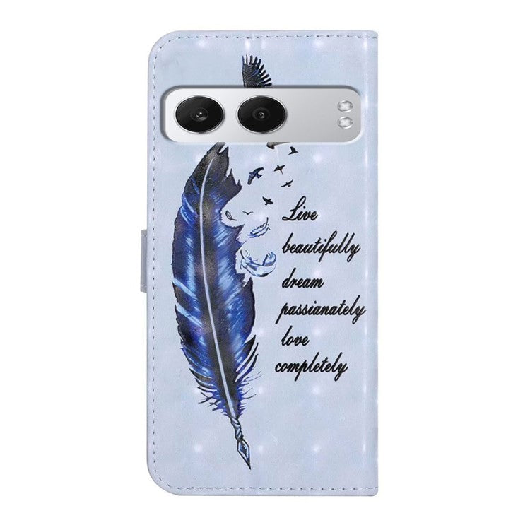 For OnePlus Nord 4 Case 3D Creative Pattern PU Leather Stand Phone Cover - Blue Feather