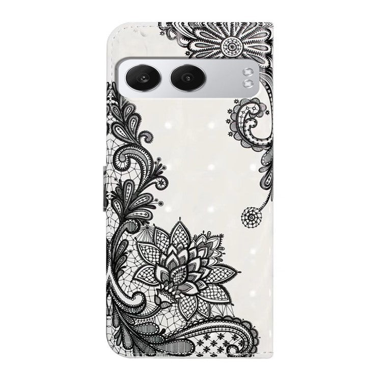 For OnePlus Nord 4 Case 3D Creative Pattern PU Leather Stand Phone Cover - Lace Flower