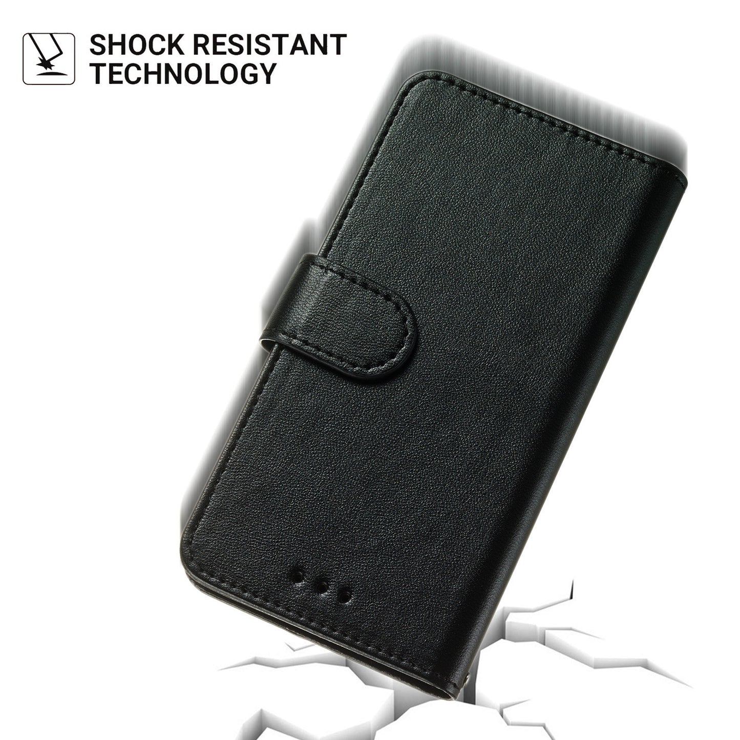 For Samsung Galaxy A06 Case PU Leather Flip Phone Cover Wallet Card Slot Holder - Black