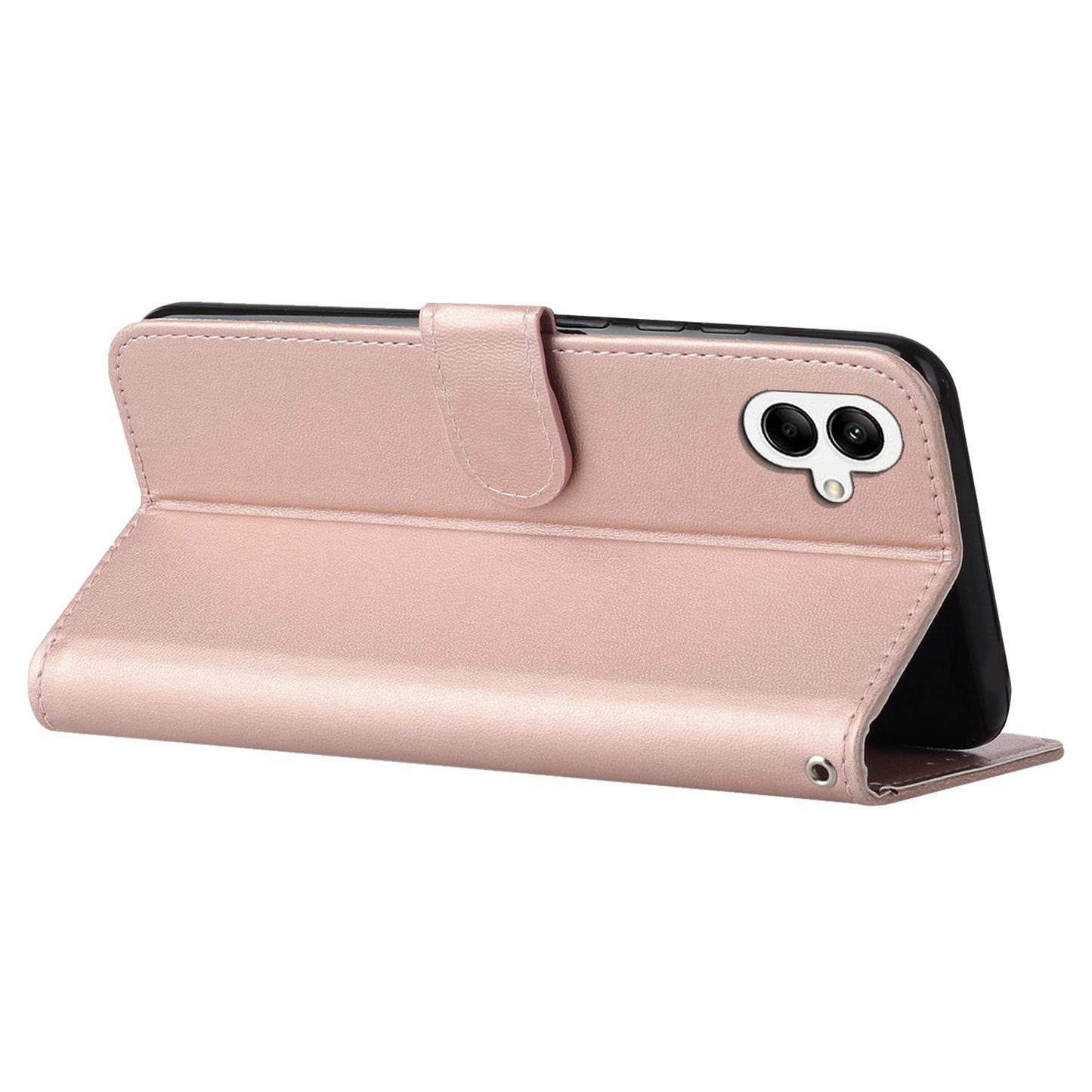 For Samsung Galaxy A06 Case PU Leather Flip Phone Cover Wallet Card Slot Holder - Rose Gold