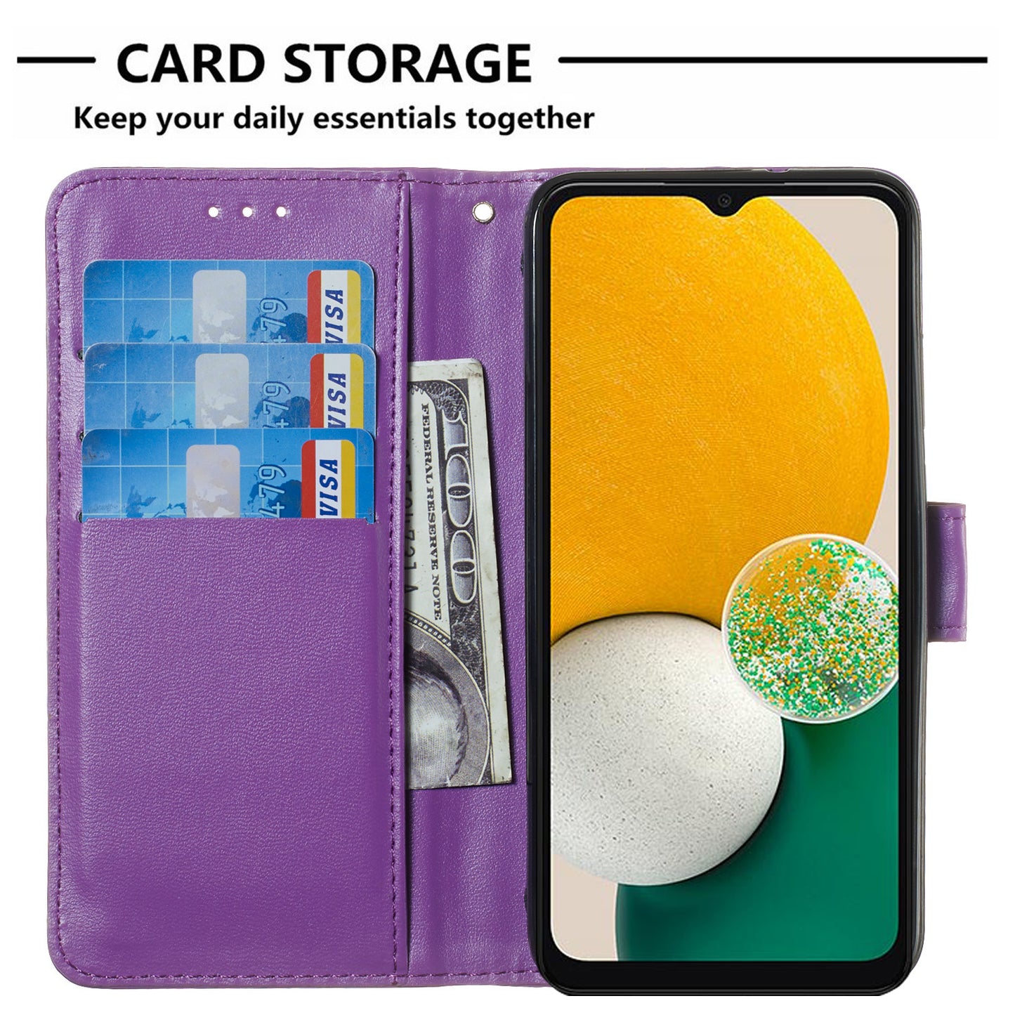 For Samsung Galaxy A06 Case PU Leather Flip Phone Cover Wallet Card Slot Holder - Purple