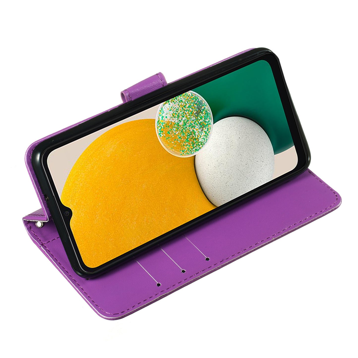 For Samsung Galaxy A06 Case PU Leather Flip Phone Cover Wallet Card Slot Holder - Purple
