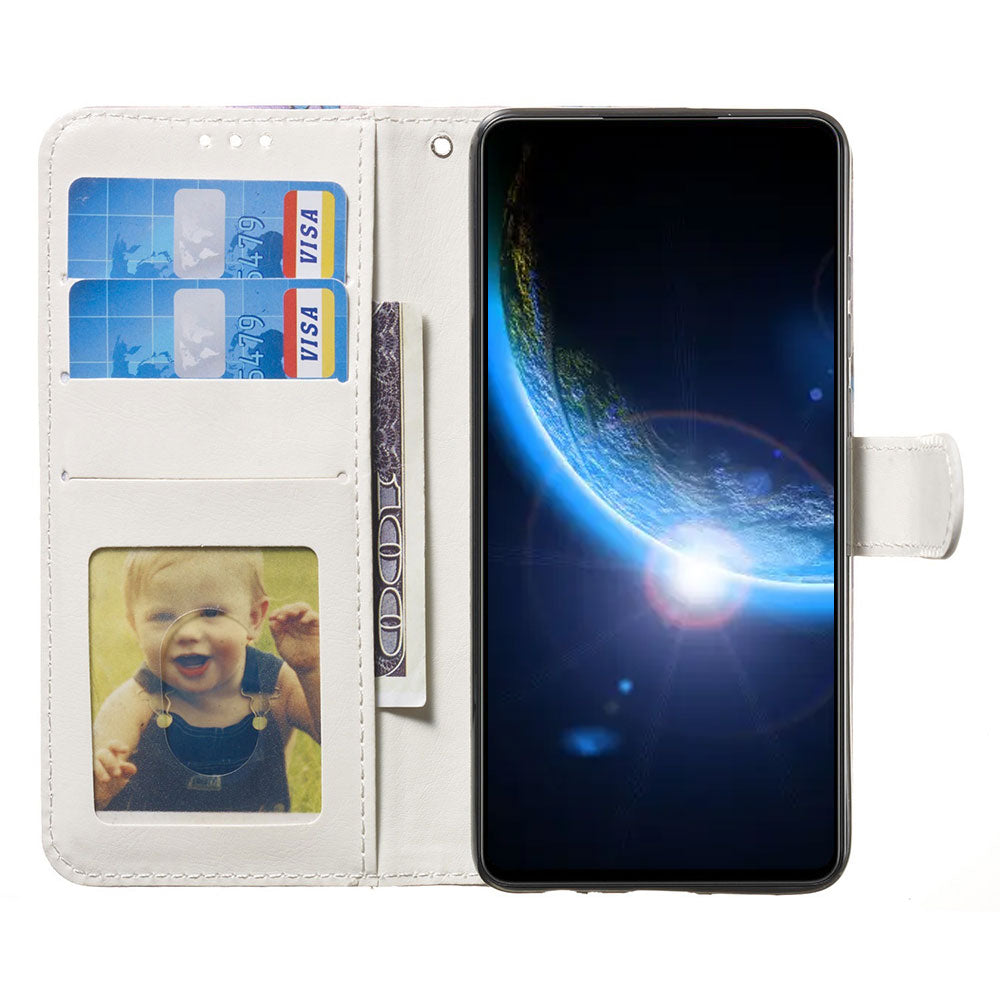 For Samsung Galaxy A06 Case Pattern Leather Wallet Phone Cover with Card Holder - Wind Chime Owl