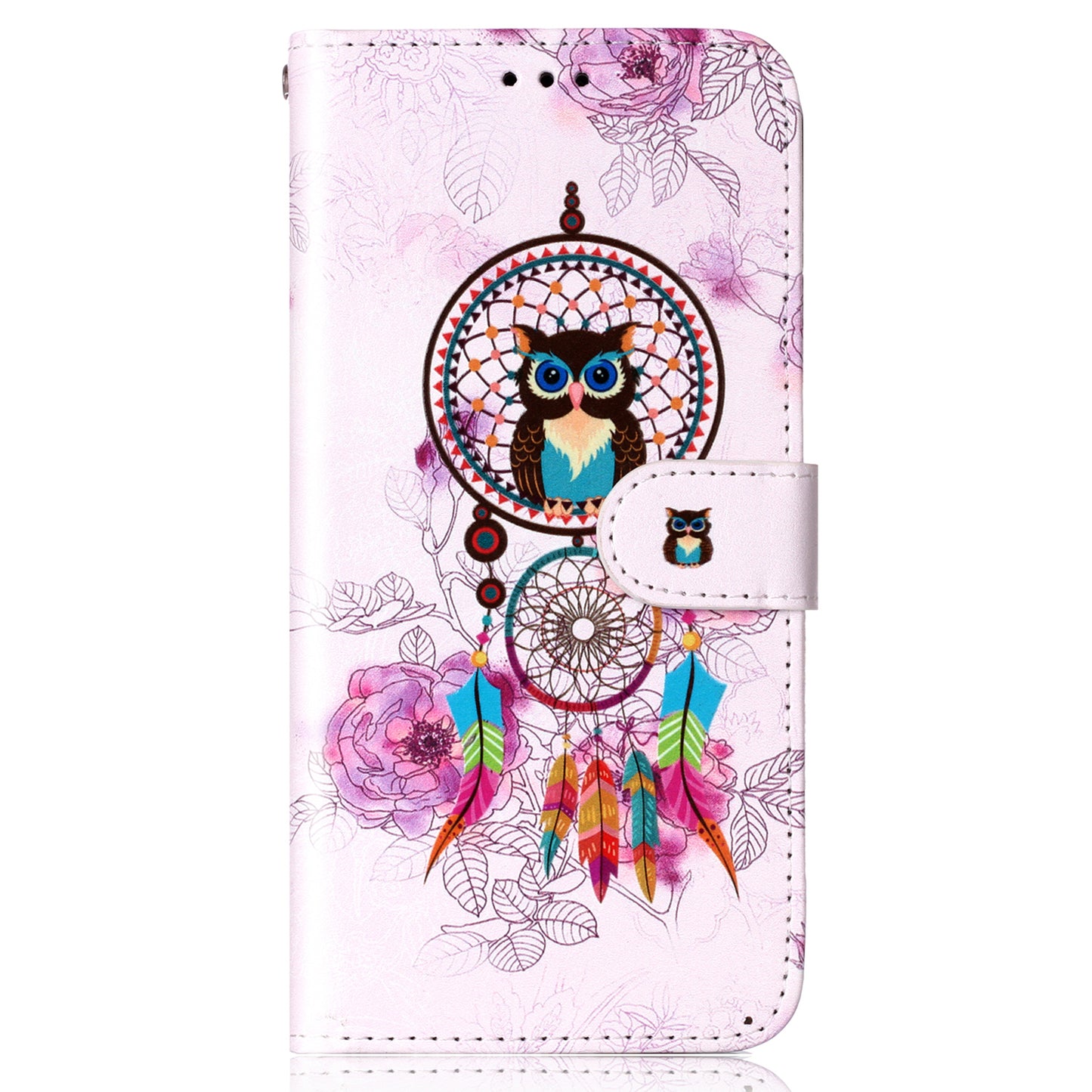 For Samsung Galaxy A06 Case Pattern Leather Wallet Phone Cover with Card Holder - Wind Chime Owl