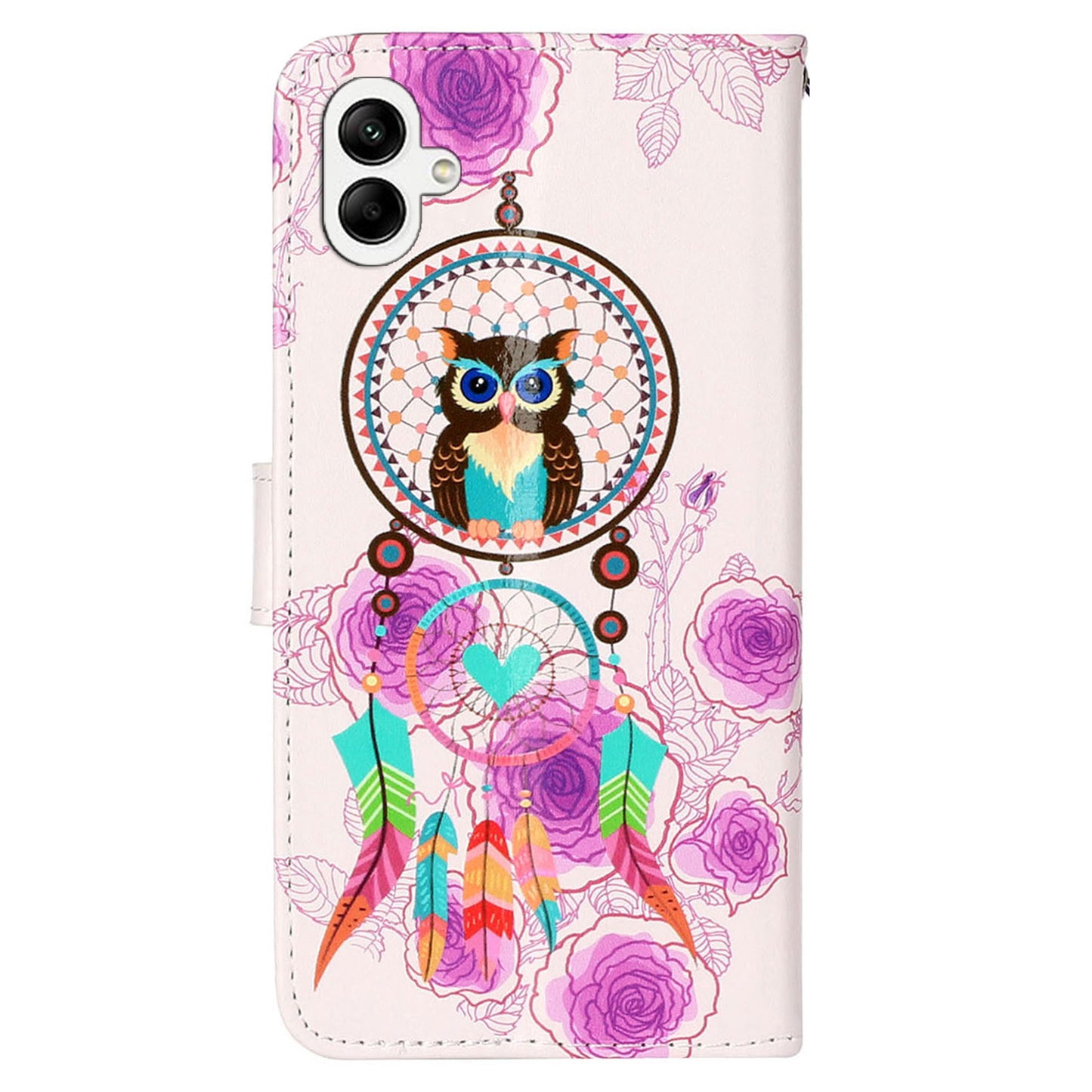 For Samsung Galaxy A06 Case Pattern Leather Wallet Phone Cover with Card Holder - Wind Chime Owl
