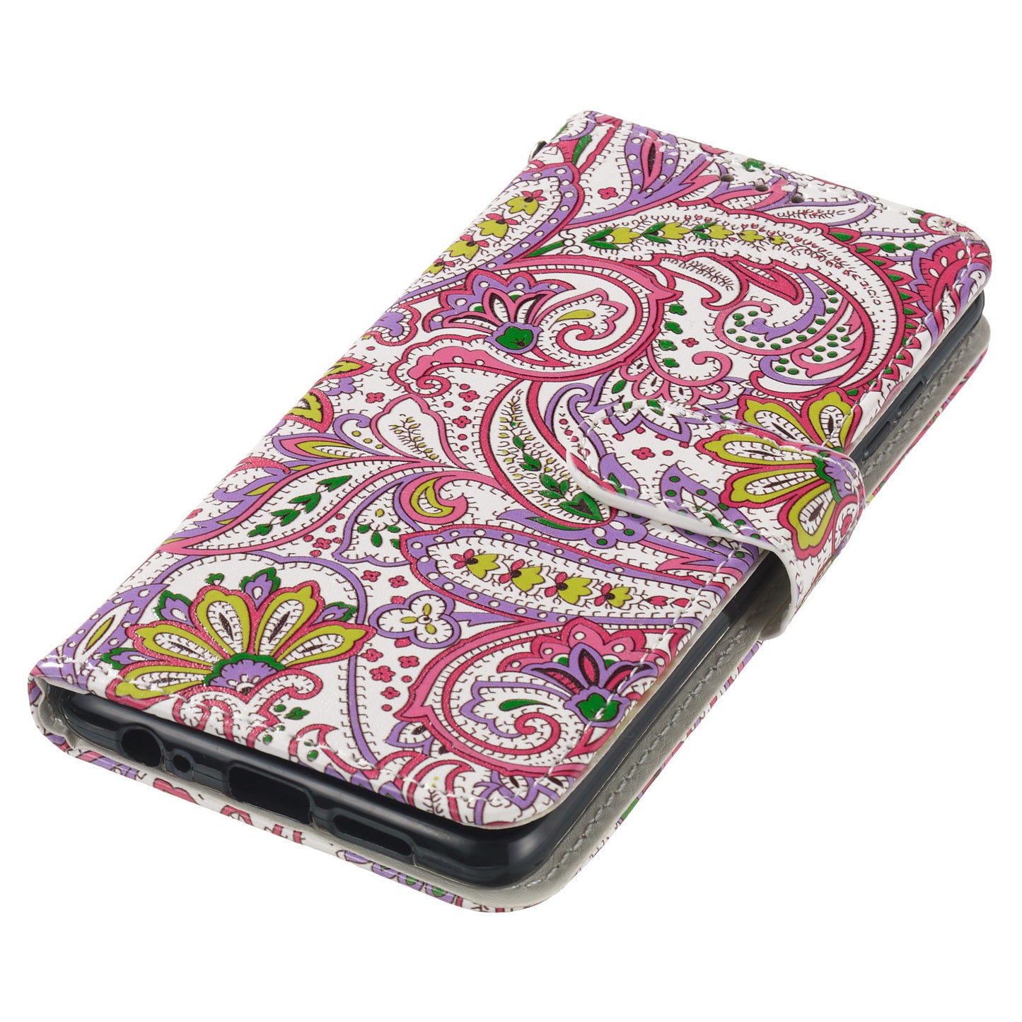For Samsung Galaxy A06 Case Pattern Leather Wallet Phone Cover with Card Holder - Flower