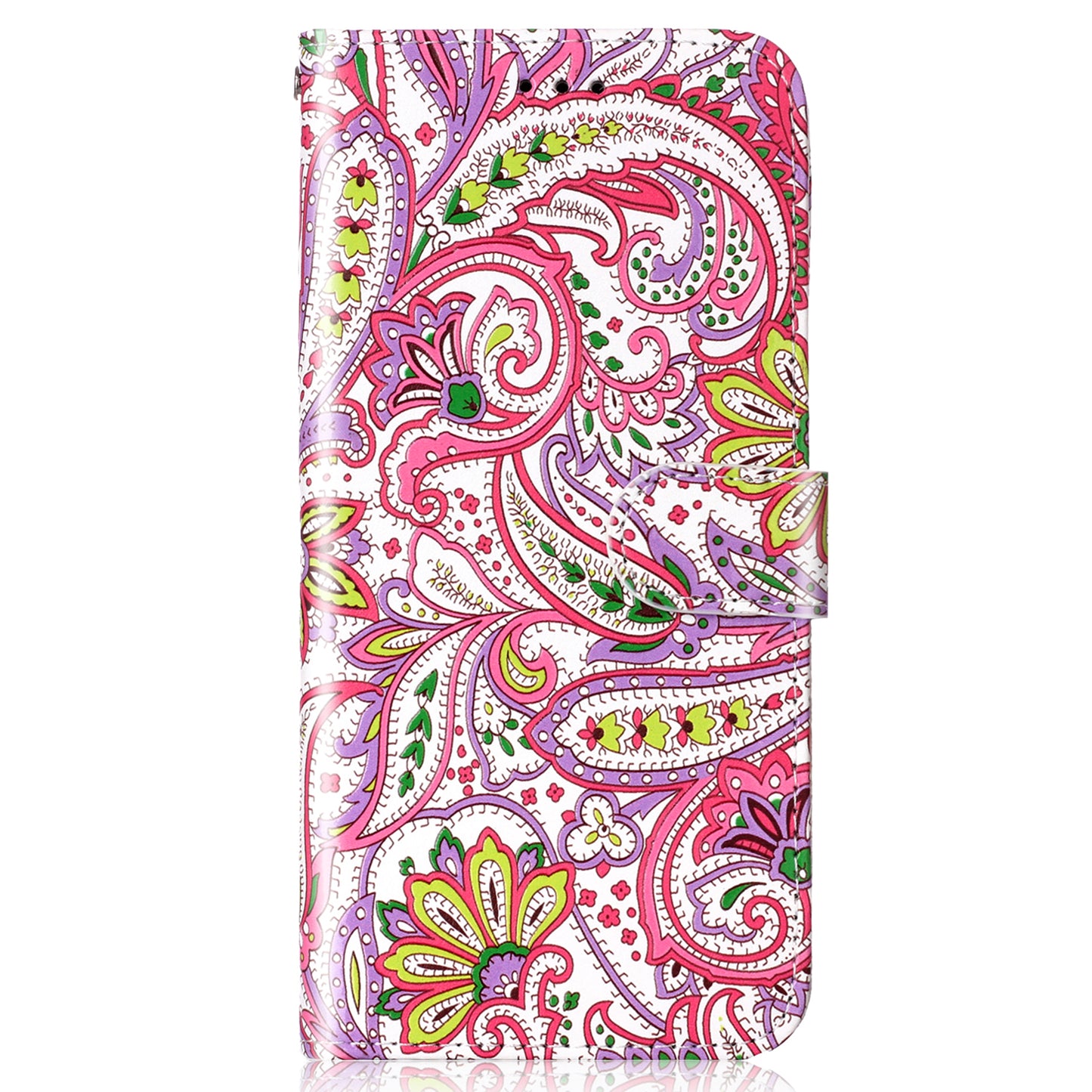 For Samsung Galaxy A06 Case Pattern Leather Wallet Phone Cover with Card Holder - Flower