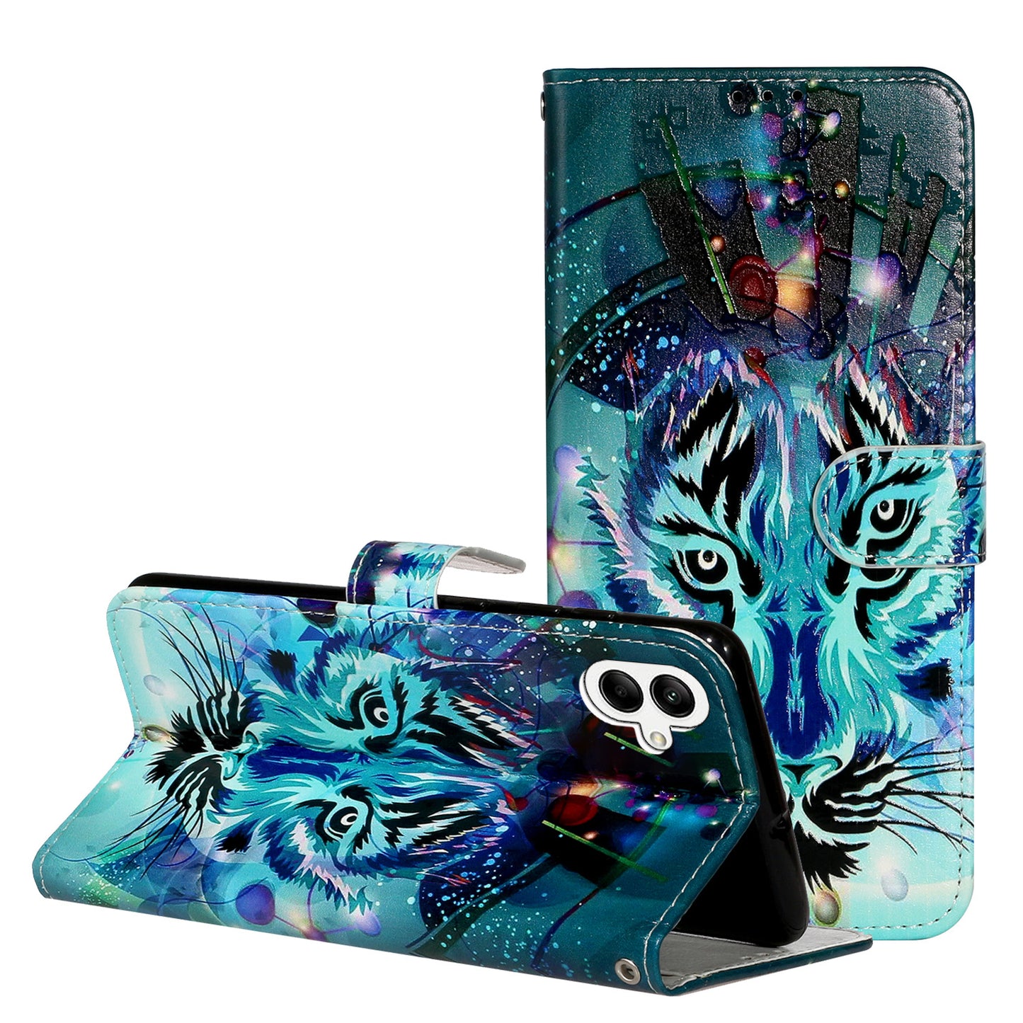 For Samsung Galaxy A06 Case Pattern Leather Wallet Phone Cover with Card Holder - Wolf