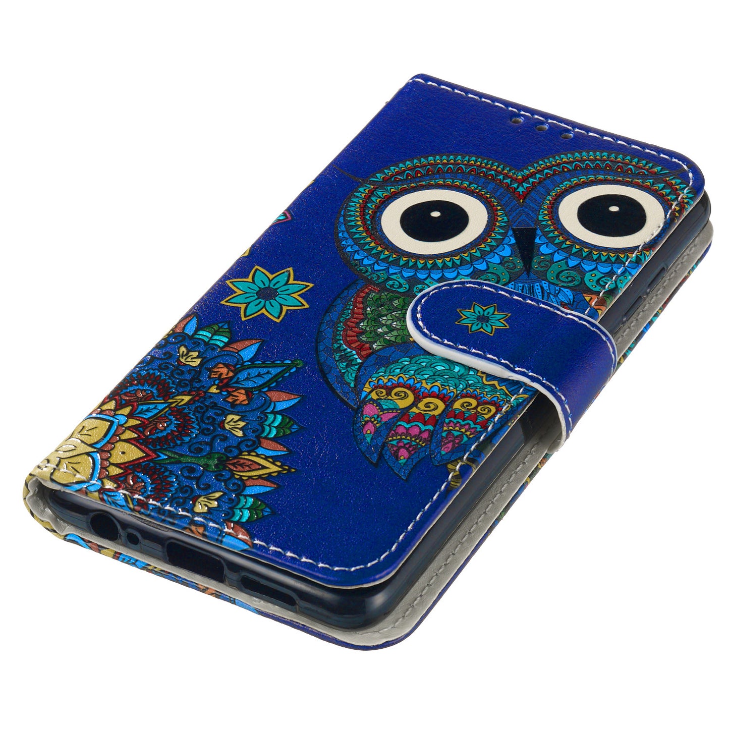 For Samsung Galaxy A06 Case Pattern Leather Wallet Phone Cover with Card Holder - Owl