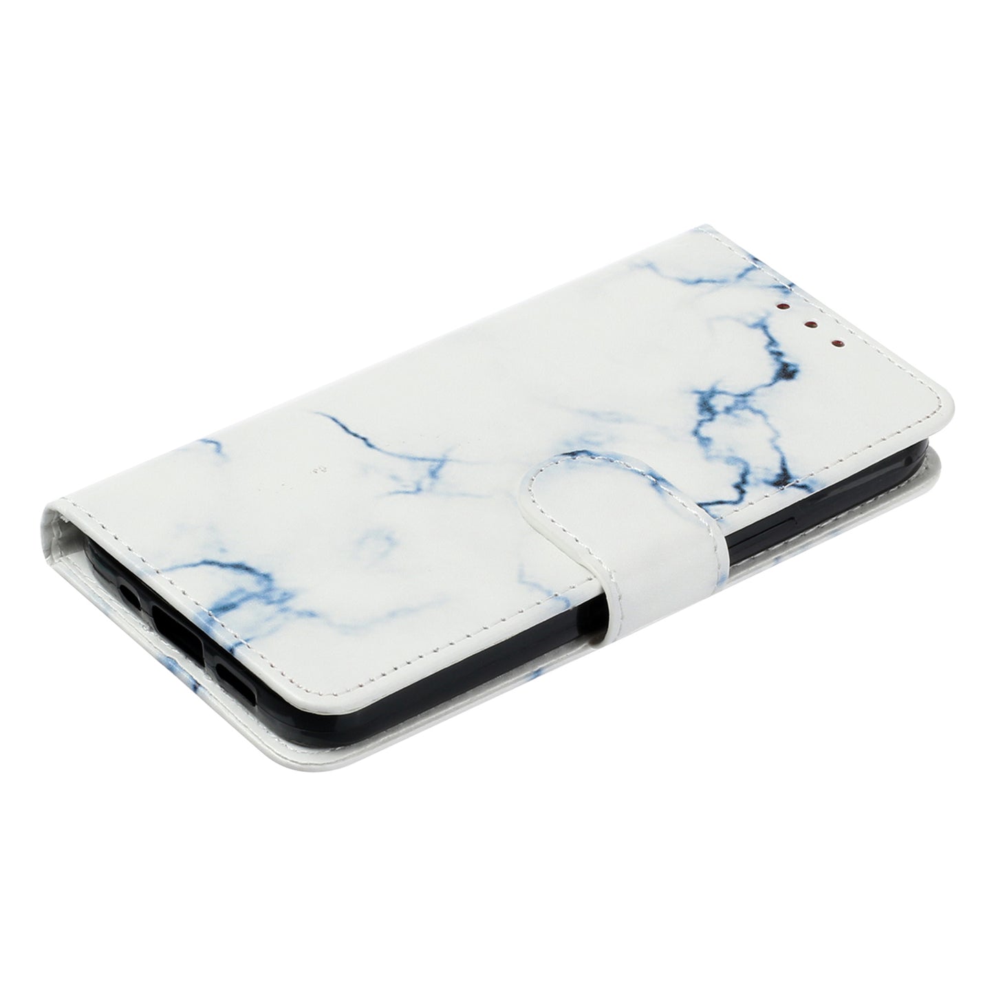 For Samsung Galaxy A06 Case Pattern PU Leather Flip Phone Cover - White Marble