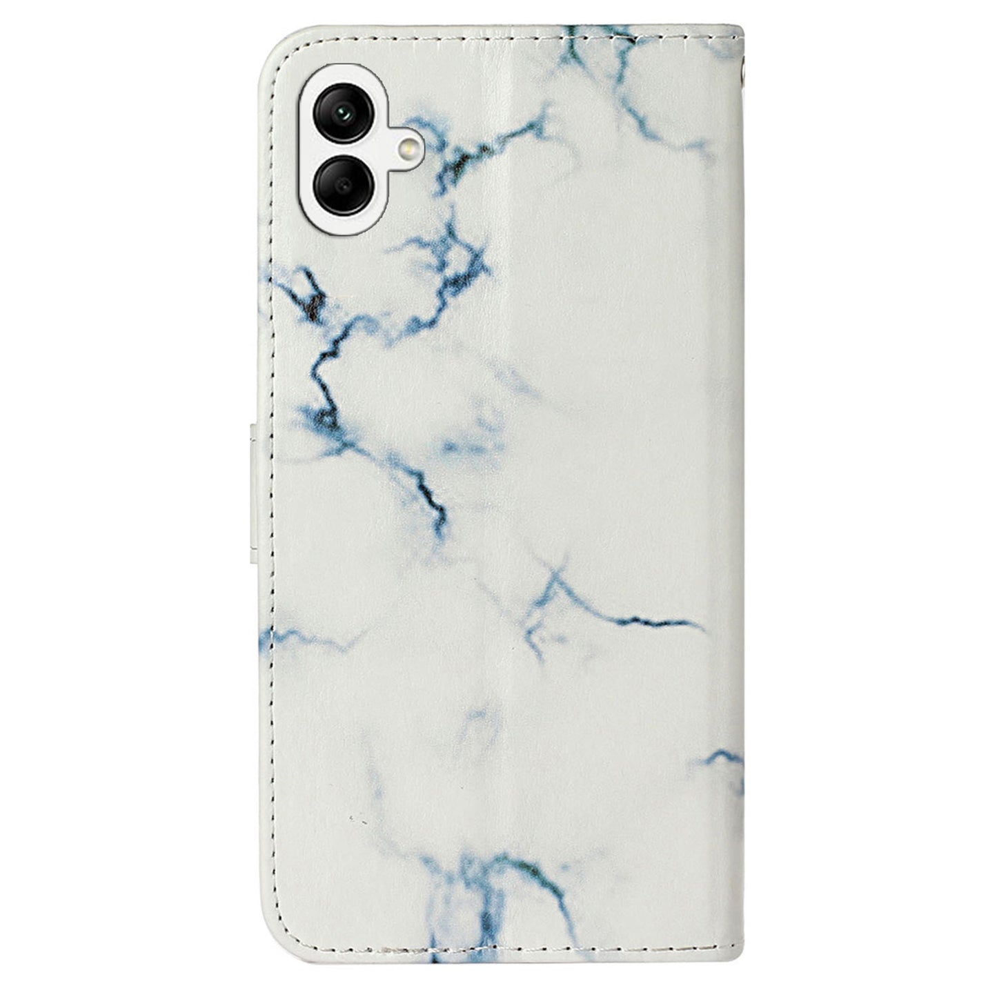 For Samsung Galaxy A06 Case Pattern PU Leather Flip Phone Cover - White Marble