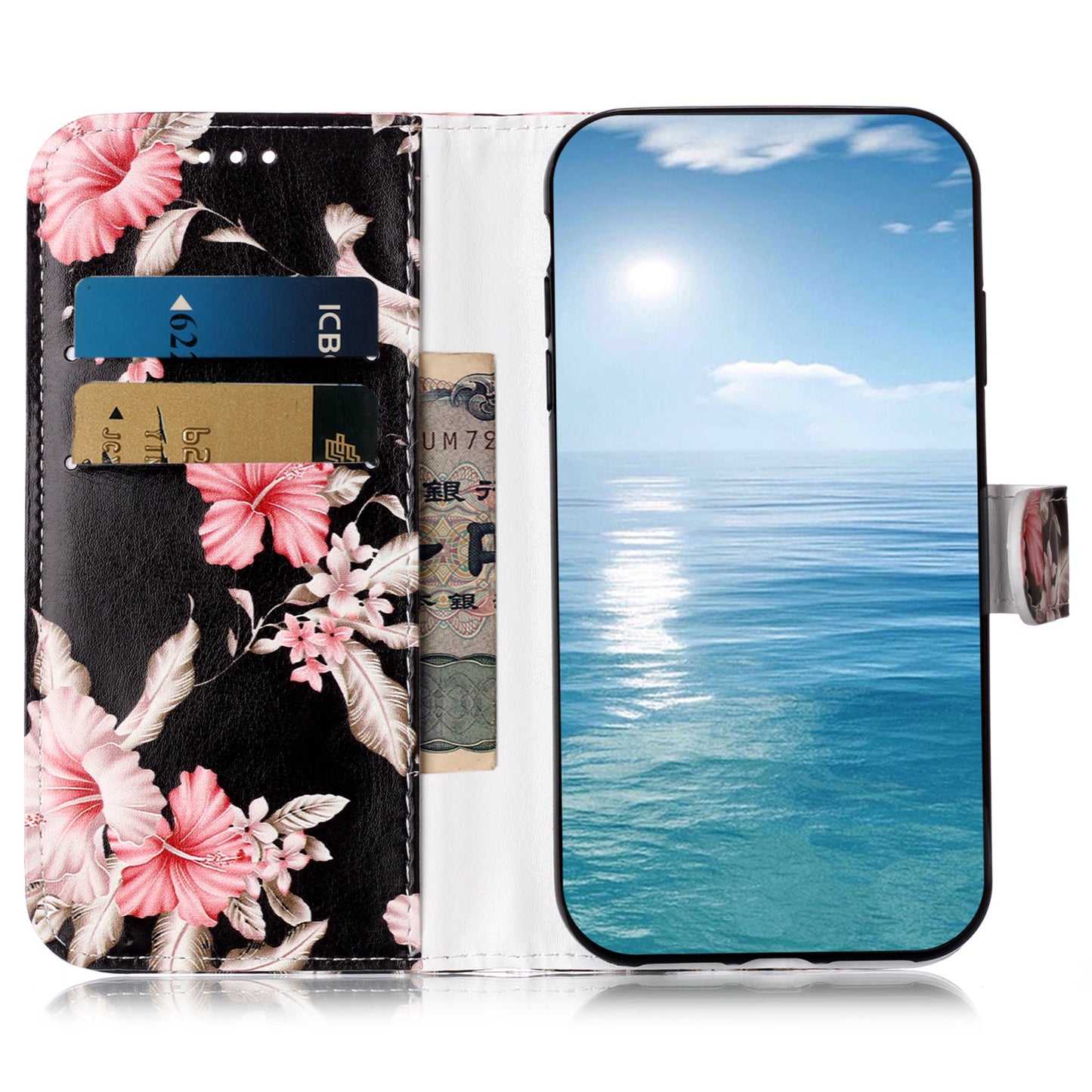 For Samsung Galaxy A06 Case Pattern PU Leather Flip Phone Cover - Rhododendron