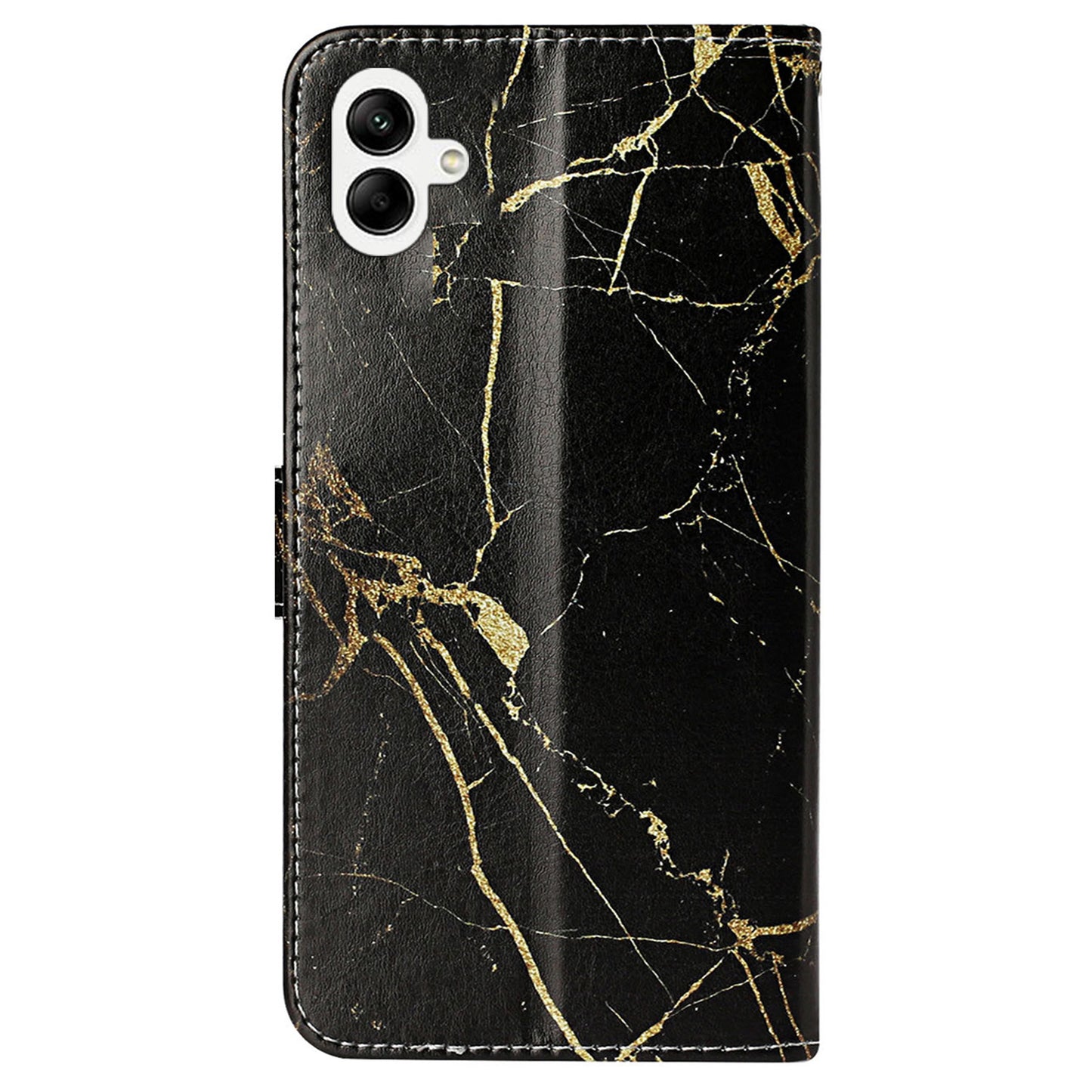 For Samsung Galaxy A06 Case Pattern PU Leather Flip Phone Cover - Black Gold Marble
