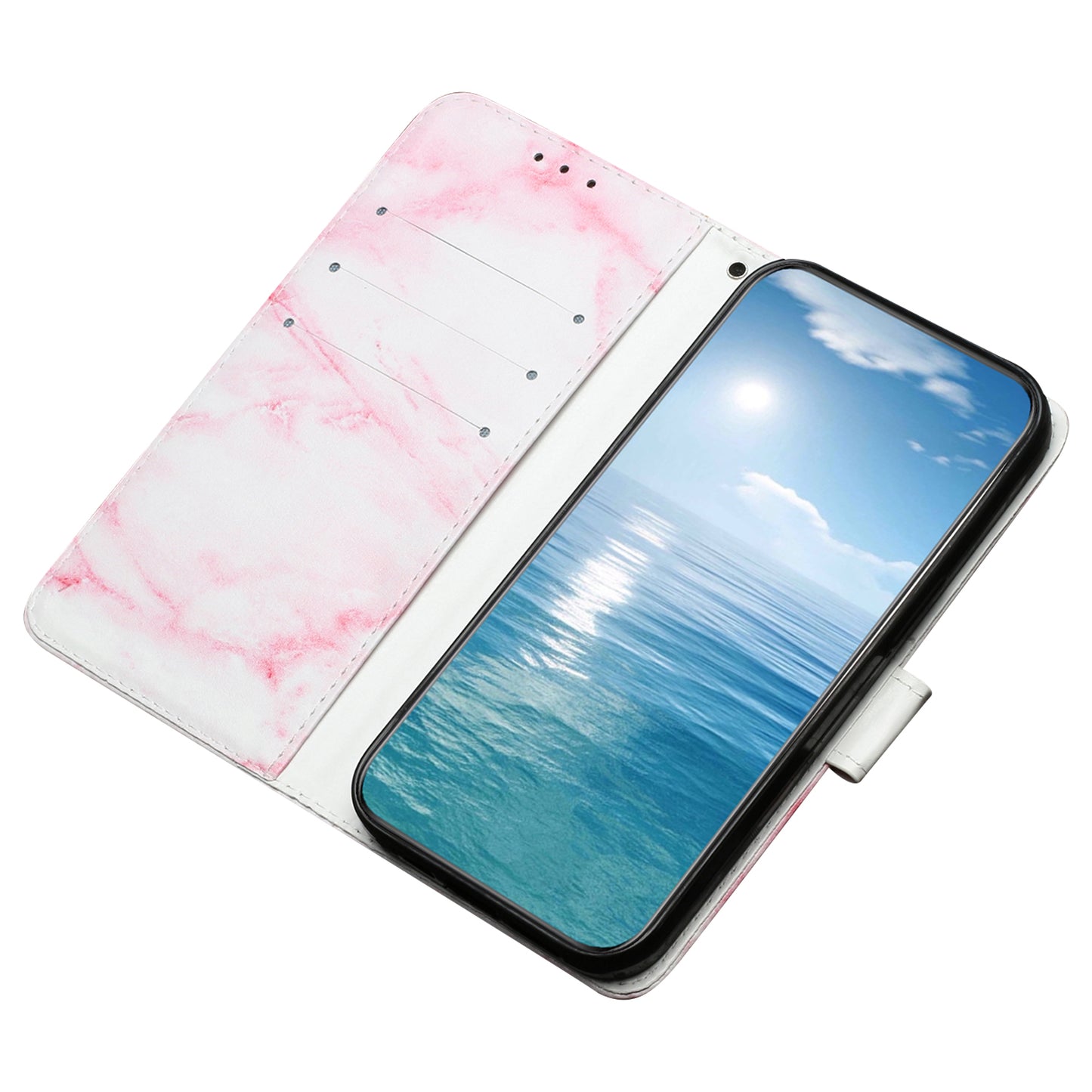 For Samsung Galaxy A06 Case Pattern PU Leather Flip Phone Cover - Pink Marble