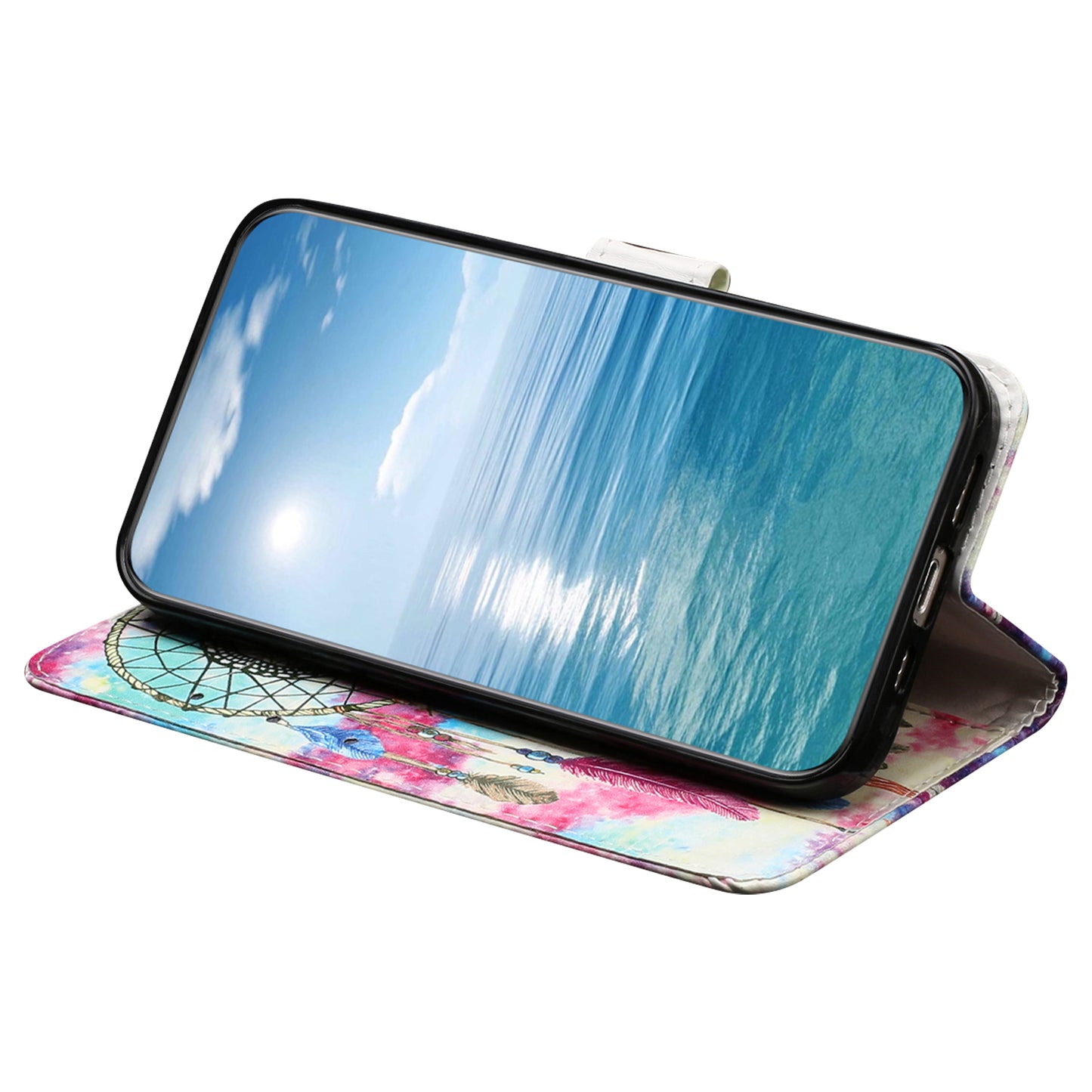 For Samsung Galaxy A06 Case Pattern PU Leather Flip Phone Cover -  Dream Catcher
