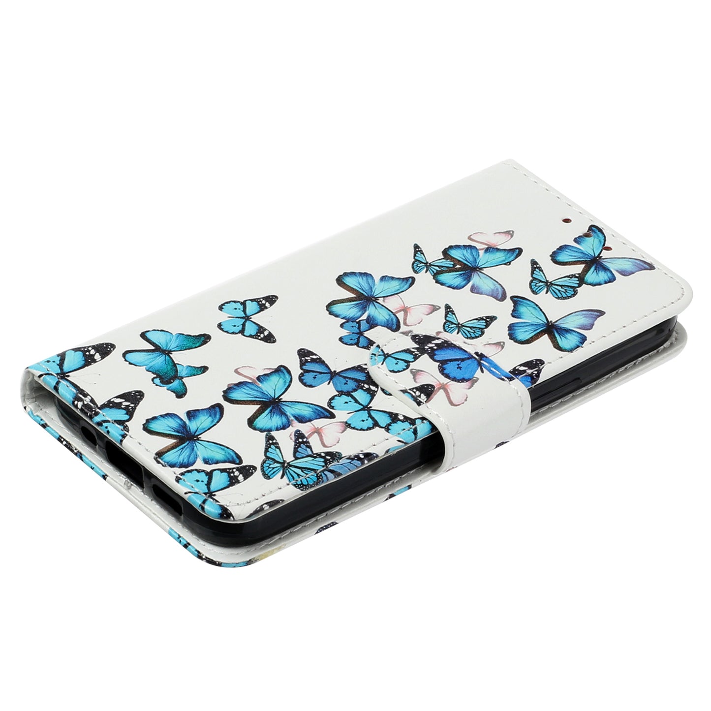 For Samsung Galaxy A06 Case Pattern PU Leather Flip Phone Cover - Blue Butterfly