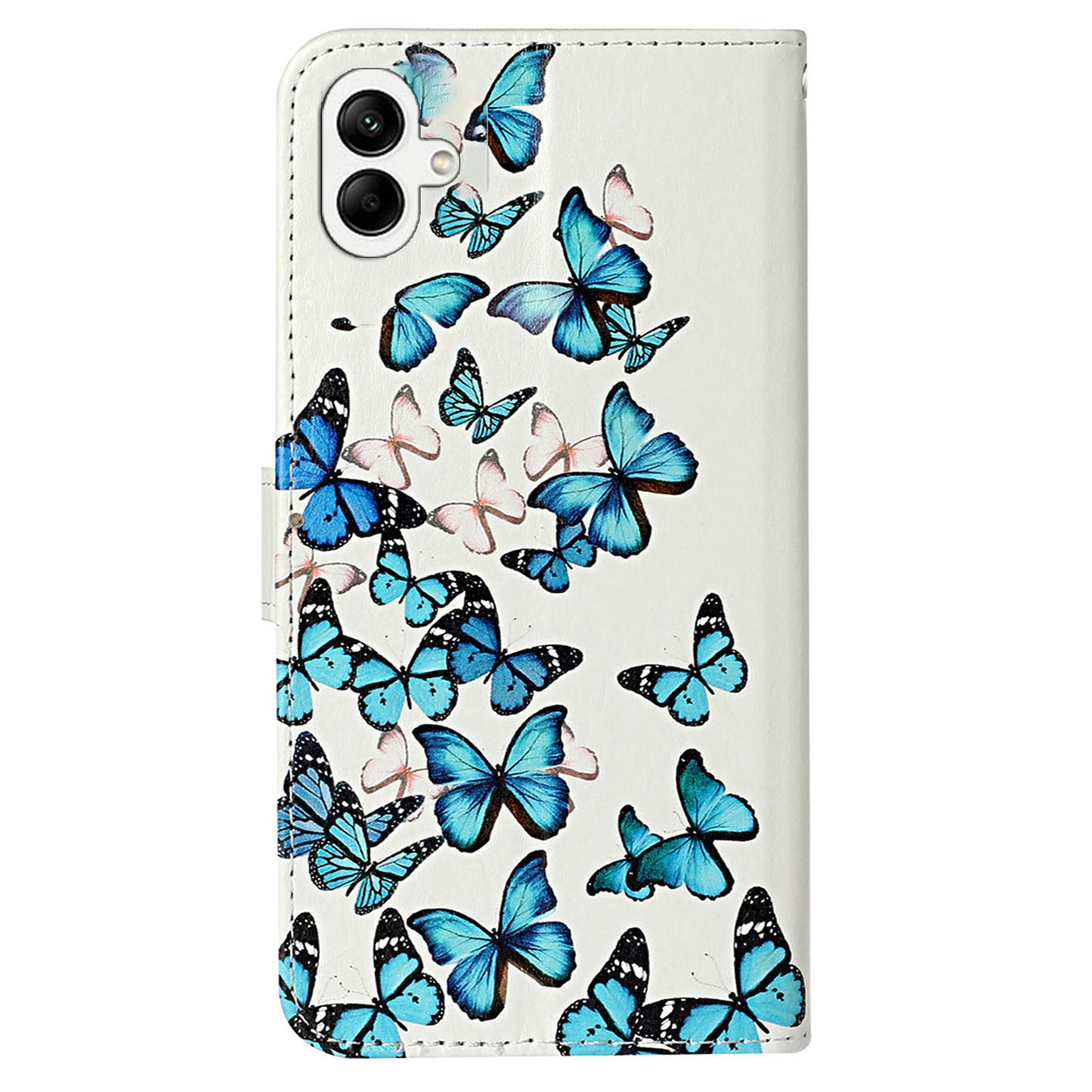 For Samsung Galaxy A06 Case Pattern PU Leather Flip Phone Cover - Blue Butterfly