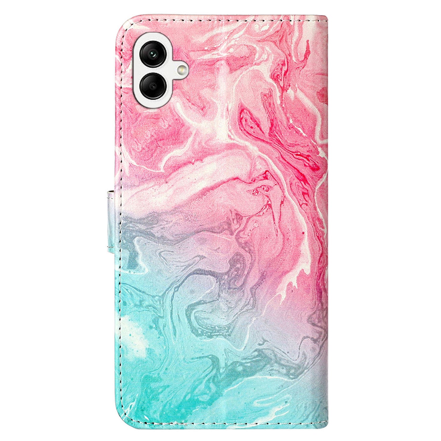 For Samsung Galaxy A06 Case Pattern PU Leather Flip Phone Cover - Pink Green Marble