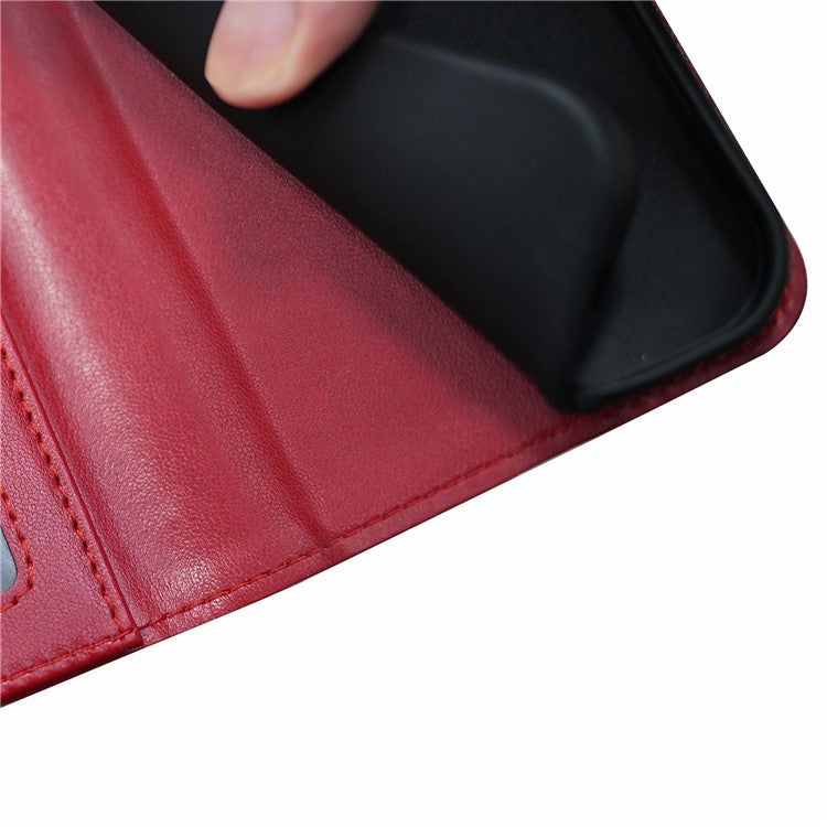 For iPhone 16 Plus Case Card Holder Wallet Leather Phone Cover Stand - Red