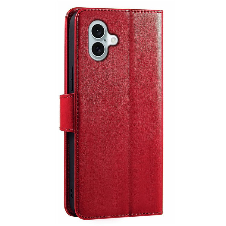 For iPhone 16 Plus Case Card Holder Wallet Leather Phone Cover Stand - Red