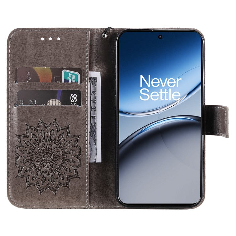 KT Imprinting Flower Series-1 For OnePlus Nord 4 Case Sunflower Leather Wallet Folio Phone Cover - Blue