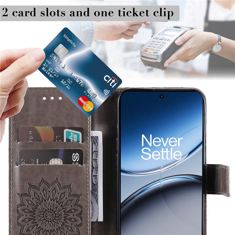 KT Imprinting Flower Series-1 For OnePlus Nord 4 Case Sunflower Leather Wallet Folio Phone Cover - Blue