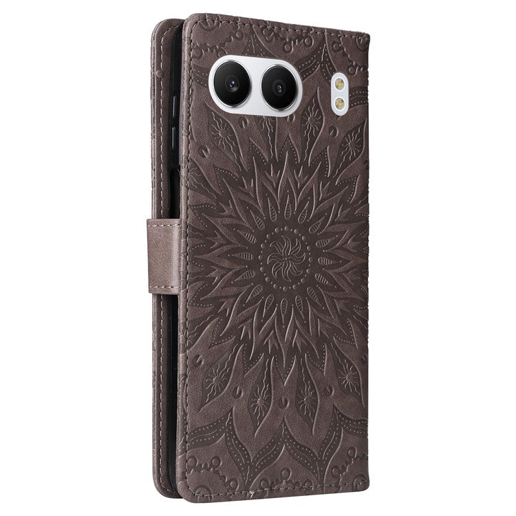 KT Imprinting Flower Series-1 For OnePlus Nord 4 Case Sunflower Leather Wallet Folio Phone Cover - Blue