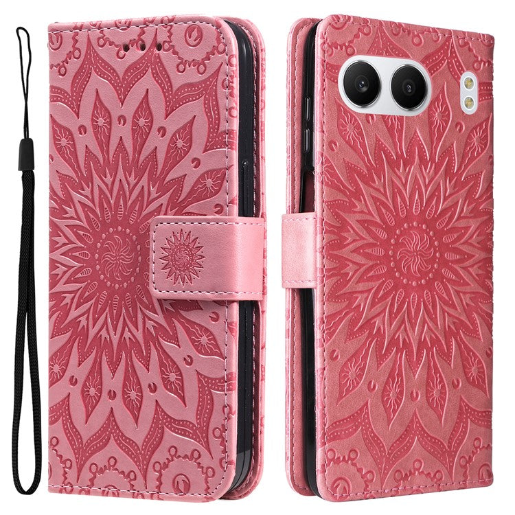 KT Imprinting Flower Series-1 For OnePlus Nord 4 Case Sunflower Leather Wallet Folio Phone Cover - Rose