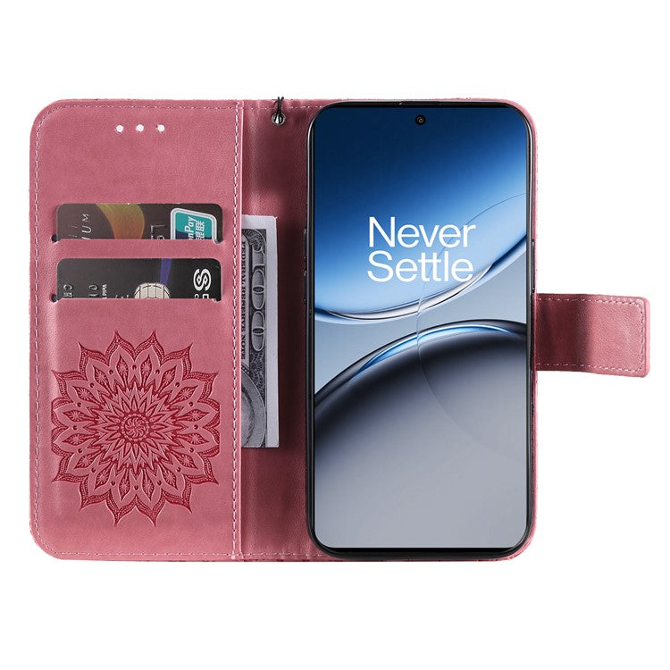 KT Imprinting Flower Series-1 For OnePlus Nord 4 Case Sunflower Leather Wallet Folio Phone Cover - Rose