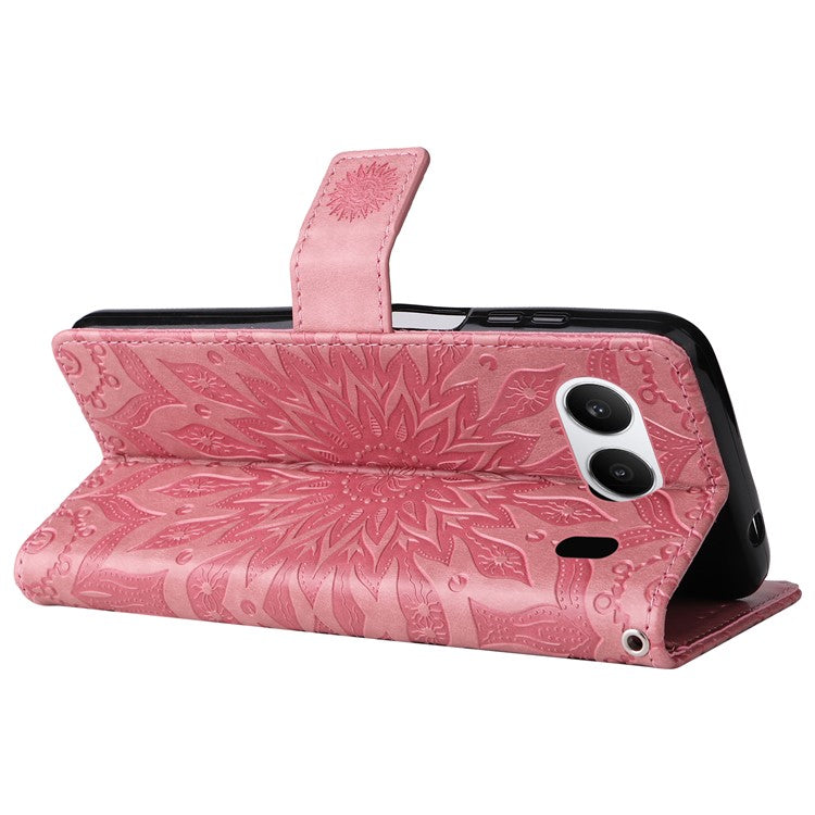 KT Imprinting Flower Series-1 For OnePlus Nord 4 Case Sunflower Leather Wallet Folio Phone Cover - Rose